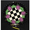 Image 2 : Black Checked Plate w/ Plums, Signed Kig 99, 17" Dia.