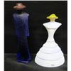 Image 2 : Qty 2 Kosta Boda Blue Textured Glass Figure (K. Engman 7090739) & White Glass Figure 7" - 8"H
