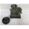 Image 8 : Qty 3 Elephant Figures w/ Removable Stone & Glass Orbs