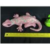 Image 8 : Qty 2 Gecko Figures w/ Flower Design, by Alana Lehua Burrows 12"L