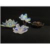 Image 8 : Qty 3 Faceted Decorative Floral Glass & Brown Ceramic Water Lily Candleholder 3"H
