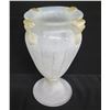 Image 2 : White Frosted Glass Footed Urn Vase 12"H