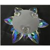 Image 8 : Qty 4 Lead Crystal Colored Water Lilies, Made in Hawaii & Glass Candleholder