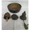 Image 1 : Qty 3 Vintage Magnon Metal Bells, Fruit & Bowl  9" Dia.