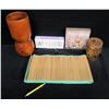 Image 1 : Tall Wooden Vase (Thailand) 14"H, Easter Décor & Beaded Trinket Box