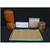 Image 2 : Tall Wooden Vase (Thailand) 14"H, Easter Décor & Beaded Trinket Box