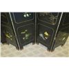 Image 8 : Six-Panel Black Lacquered Screen w/ Semi-Precious Stone Overlays on Reverse, Painted Bird/Foliage