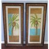 Image 1 : Qty 2 Palm Tree Art Pieces in Wood Frame 22.5"x50"