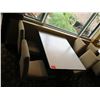 Image 2 : White Table w/ Pedestal Base 48"x36"x30" w/ 4 Upholstered Wooden Chairs