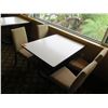 Image 2 : White Table w/ Pedestal Base 48"x36"x30" w/ 4 Upholstered Wooden Chairs