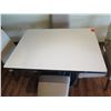 Image 2 : White Table w/ Pedestal Base 48"x36"x30" w/ 4 Upholstered Wooden Chairs