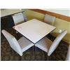 Image 2 : White Table w/ Pedestal Base 36"x36"x30" w/ 4 Upholstered Wooden Chairs