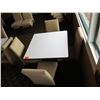 Image 2 : White Table w/ Pedestal Base 36"x36"x30" w/ 4 Upholstered Wooden Chairs