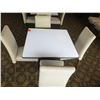 Image 2 : White Table w/ Pedestal Base 36"x36"x30" w/ 4 Upholstered Wooden Chairs