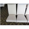 Image 8 : White Table w/ Pedestal Base 36"x36"x30" w/ 4 Upholstered Wooden Chairs