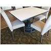 Image 3 : White Table w/ Pedestal Base 48"x36"x30" w/ 4 Upholstered Wooden Chairs