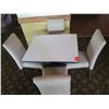 Image 2 : White Table w/ Pedestal Base 36"x36"x30" w/ 4 Upholstered Wooden Chairs