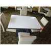 Image 2 : White Table w/ Pedestal Base 48"x36"x30" w/ 4 Upholstered Wooden Chairs