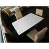 Image 2 : White Table w/ Pedestal Base 48"x36"x30" w/ 4 Upholstered Wooden Chairs
