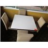 Image 2 : White Table w/ Pedestal Base 36"x36"x30" w/ 4 Upholstered Wooden Chairs