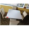 Image 2 : White Table w/ Pedestal Base 36"x36"x30" w/ 4 Upholstered Wooden Chairs