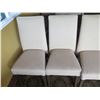 Image 8 : White Table w/ Pedestal Base 36"x36"x30" w/ 4 Upholstered Wooden Chairs