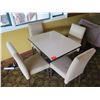 Image 2 : White Table w/ Pedestal Base 36"x36"x30" w/ 4 Upholstered Wooden Chairs