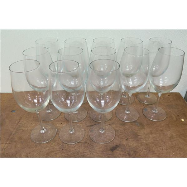 Qty 13 Stemmed Wine or Water Glasses 9"H x 3"D