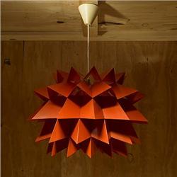 French, pendant light, c. 1960, enameled stee