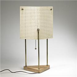 1950s, table lamp, USA, perforated and enamel