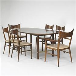 Paul McCobb, dining table and six chairs, Dir