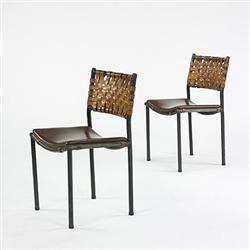 American, chairs, pair, c. 1960, leather, ena