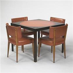 Edward Wormley, card table and set of four ch