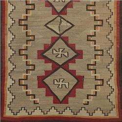 1930s, rug, USA, hand-woven wool, 57 w x 92 h