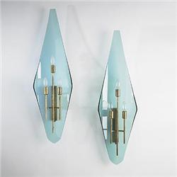 Gio Ponti, sconces, pair, Fontana Arte, Italy