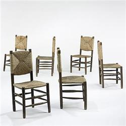 Charlotte Perriand, chairs, set of six, Franc