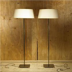 Hansen, floor lamps, pair, USA, c. 1960, bras