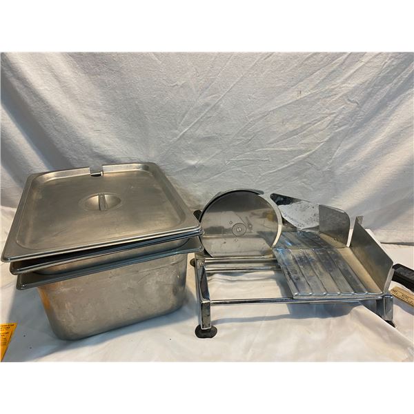 2 steam tray pans and slicer