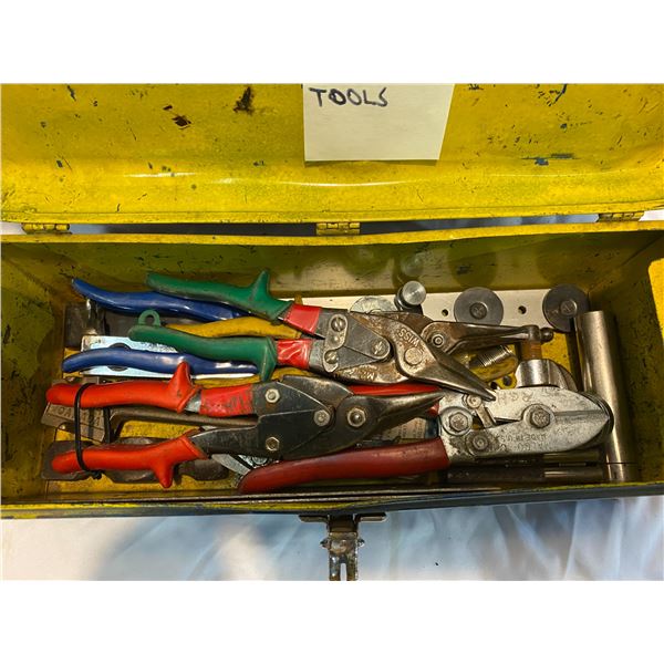 Blue toolbox and Tinsmith tools