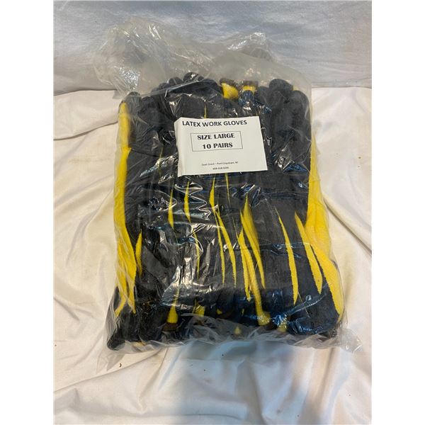 Latex work gloves new size large pack of 10