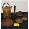 Image 1 : VINTAGE ARTS & CRAFTS HAND WROUGHT & HAMMERED COPPER & METAL SAMOVAR, TRIVET, CANDLE STICK, NAPPIE, 