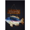 Image 2 : FRAMED STAINED GLASS PANEL, "AKULE LADY" BY M. BALDON 05 & CERAMIC "WELCOME FISH" SIGN (2 PCS)