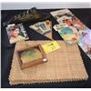 Image 1 : VINTAGE HAWAIIAN COLLECTIBLES, MAP, MENU, BOOK, FAN, WOVEN PLACEMATS, DIAMOND HEAD SIGN & KOA FRAMED