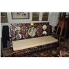 Image 1 : CHINESE ROSEWOOD SETTEE W/ARMS & MOTHER OF PEARL INLAY OF FLOWERS, BIRDS & DRAGONS. THE BACK W/5 ROU