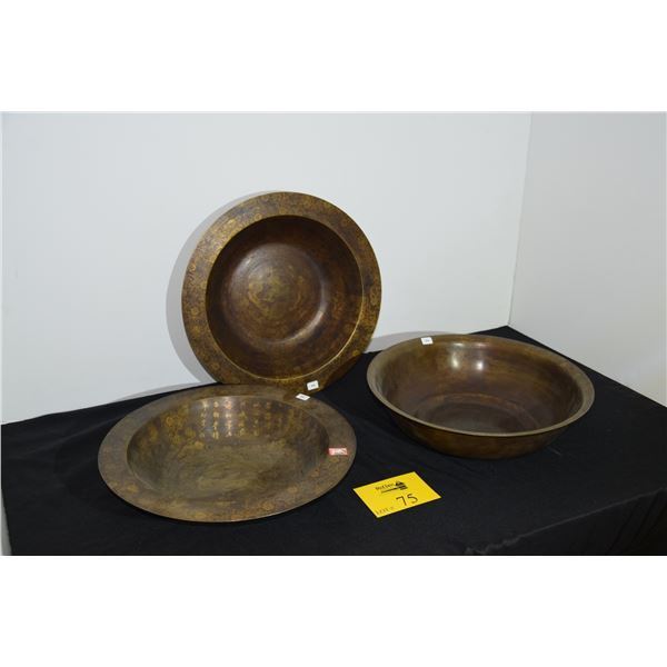 CHINESE BRASS BASINS (3 PCS)