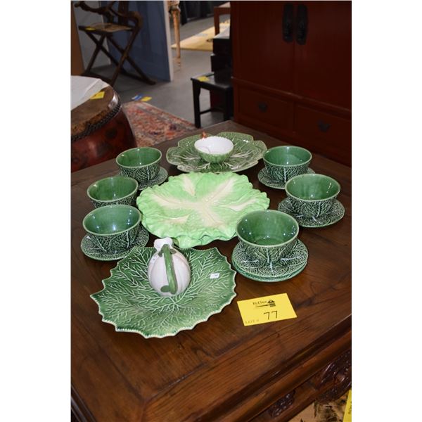 "CABBAGE" POTTERY DISHES (18 PCS)