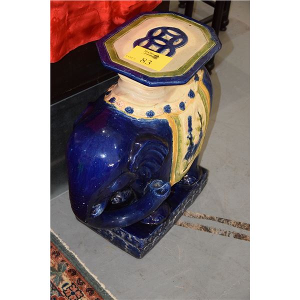 CHINESE POLYCHROME CERAMIC ELEPHANT STOOL