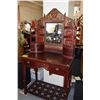 Image 1 : CHINESE RED LACQUER VANITY W/MIRROR (APPROX 35" X 20.5" X 65")