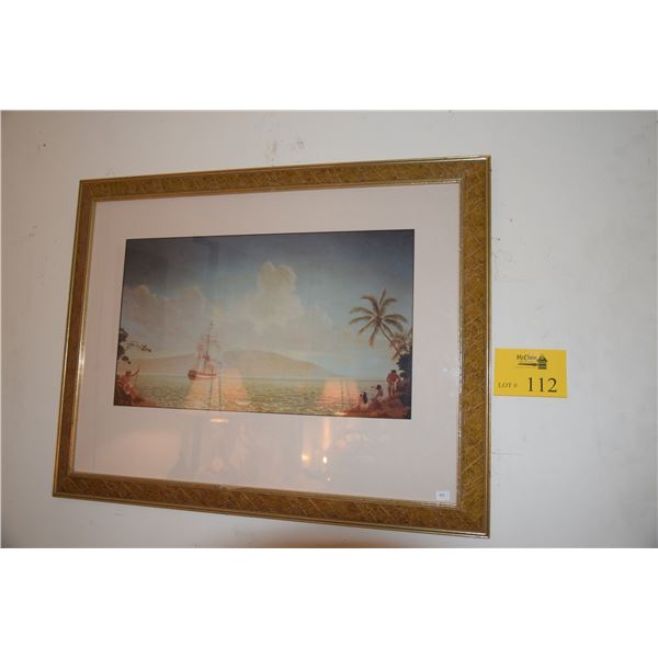 FRAMED PRINT, "HAWAIIAN MOON" BY WALKER