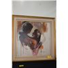 Image 1 : LARGE FRAMED OIL ON CANVAS, "LOVERS"; SIGNED (39 1/2" X 40")